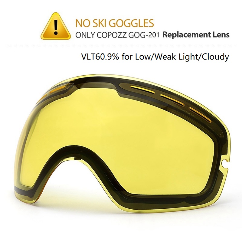 Copozz Originele Verhelderende Lens Voor Ski Goggles Night Van Model GOG-201 Geel Lens Voor Zwak Licht Tint Weer Bewolkt