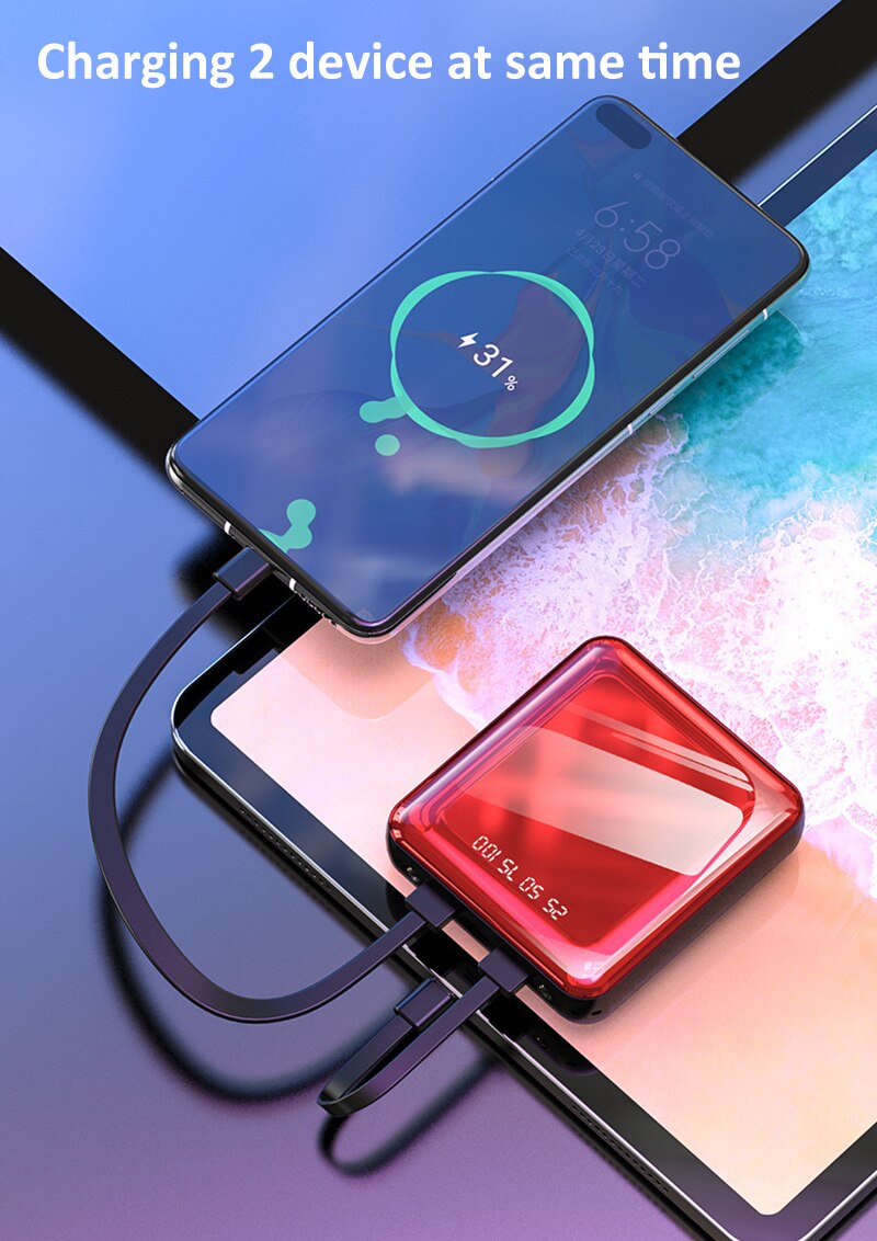 20000mAh Portable Power Bank Ultra-thin Polymer Powerbank battery power-bank LED Display Fast Charger Poverbank for Mobile Phone