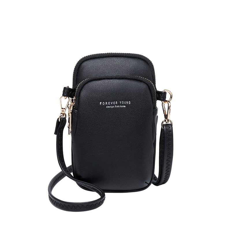 Women zipper Lock Shoulder Bag Crossbody Bags Messenger Phone Coin Bag Small Hasp Card Holder Wallet Lady Leather Purse: 832 black