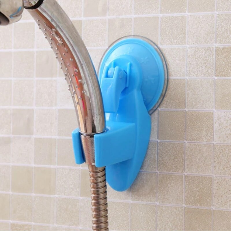 Bathroom Strong Attachable Shower Head Holder Movable Bracket Powerful Suction Wall Mounted ShowerSeat Chuck Holder Suction Cup: Blue