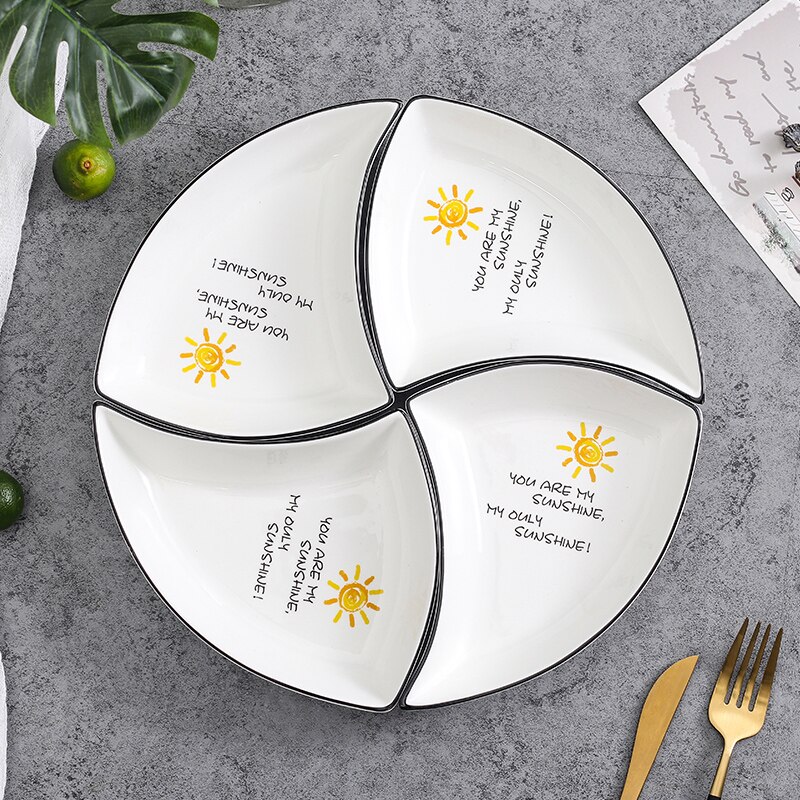 Multifunctionele keramiek Fruitschaal dessert Dessert Dienblad Plaat Snack Schotel 6 Compartimenten Creatieve Home Decoratie trinket dish: A