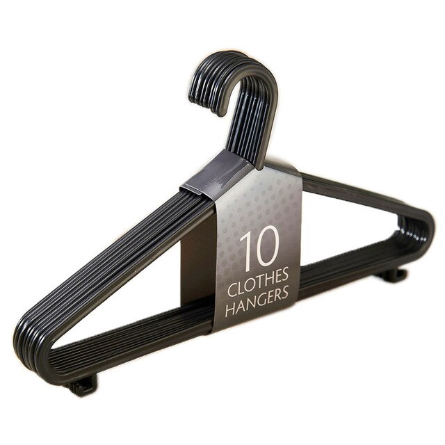 10/Pack Plastic Hanger for Clothes Space Saving Durable Standard Hangers for Garment Black Home Laundry Storage Drying Racks: 10 Pcs