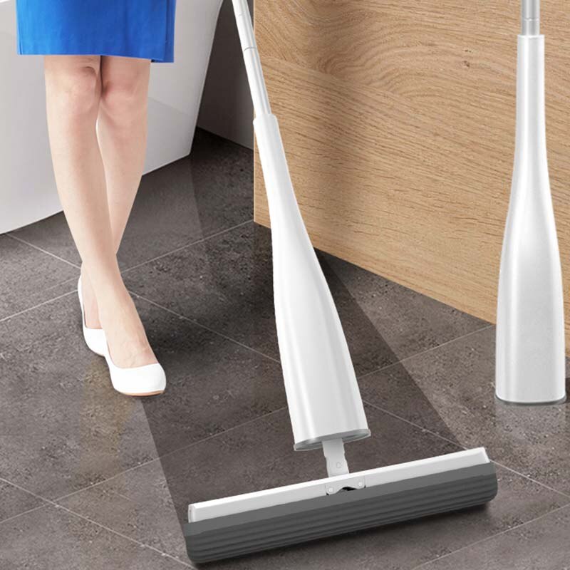Automatic Self-Wringing Mop Flat Mop with PVA Sponge Mop Heads Floor Washing Mop for Bedroom Household Cleaning Tools