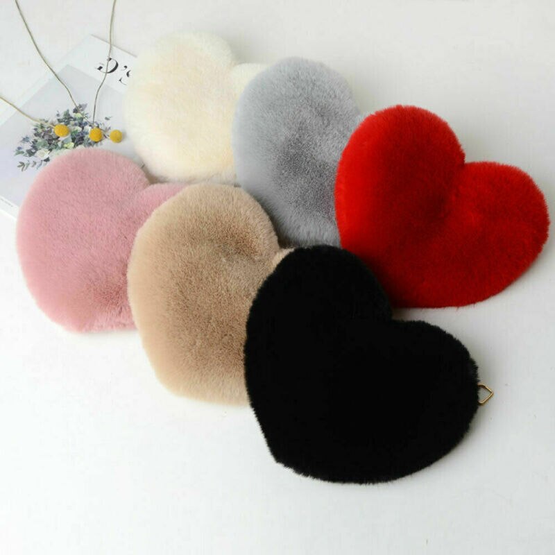 Women Heart Shaped Bag Female Chain Messenger Bag Plush Love Shoulder Crossbody Bag Valentine's Day