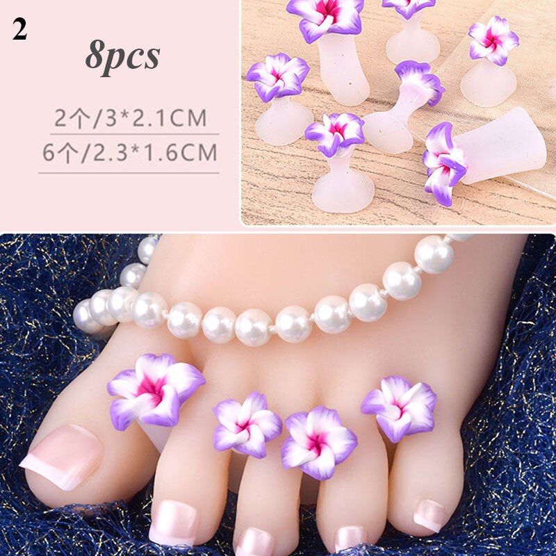 Silicone Thumb Protector Nail Care Nail Art 8 Pcs Teen Separator Manicure Daisy Bloem Crystal Diamond Comfortabele Pedicure Tool: Licht Groen