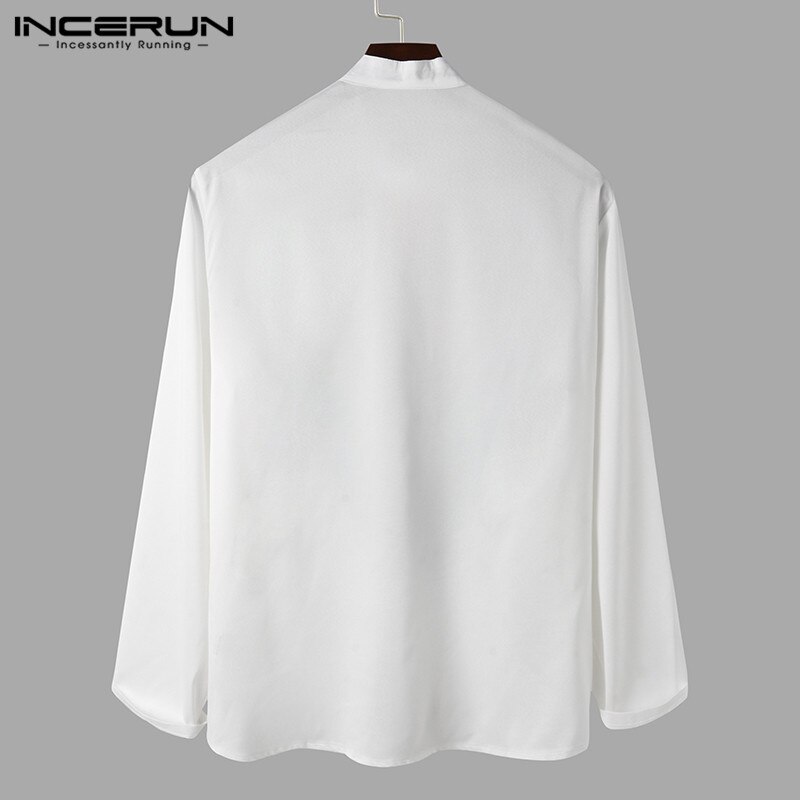 Men Shirts Ethnic Printed Long Sleeve Streetwear Stand Collar Casual Shirts Button African Dashiki Clothes Men Tops INCERUN 7