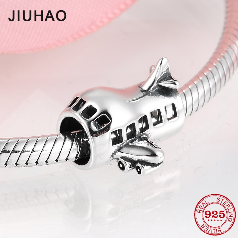 925 Sterling Silver Hollow out jet Plane Beads Fits Original European Women Bracelet Necklace Jewelry making