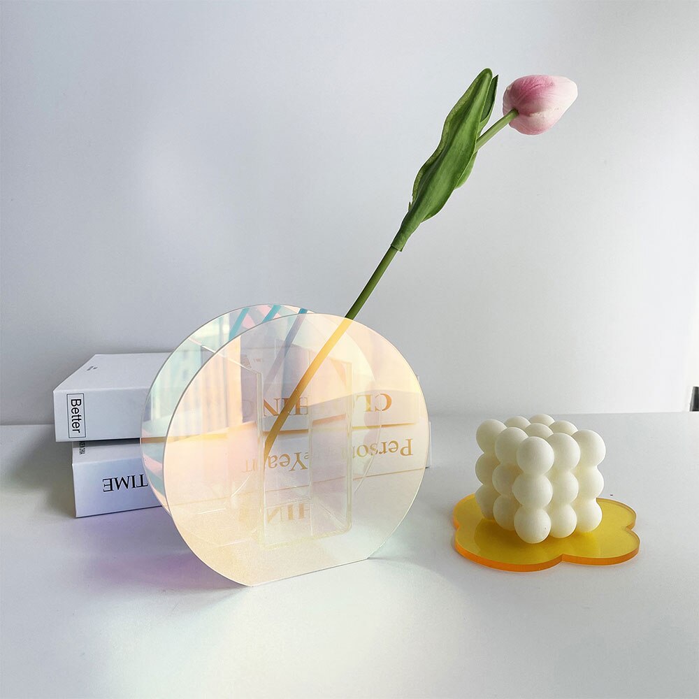 Acryl Vasen transparent Farbe Blumen- Container Dekorative Vase Hochzeit Party Heimat Büro Dekoration Vase