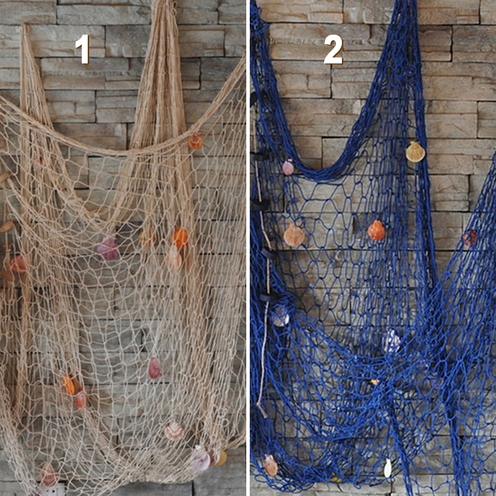 Personality Nautical Style Home Decoration 2M x 1M Fishing Net DIY Seaside Beach Shell Party Door Wall Decoration