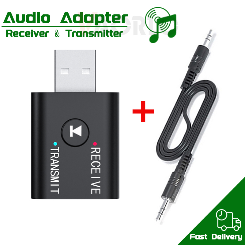 Receptor y transmisor de Audio con Bluetooth 5,0, conector AUX de 3,5mm, RCA, USB, Dongle, adaptador inalámbrico estéreo para TV, Kit de coche, altavoz y auriculares: Negro