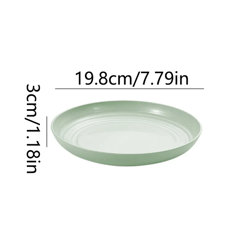 15/19.8/22.5/25cm Wheat Straw Round Plates Salad Dessert Dinner Plate Unbreakable Reusable Microwave Safe Fruit Plate: green