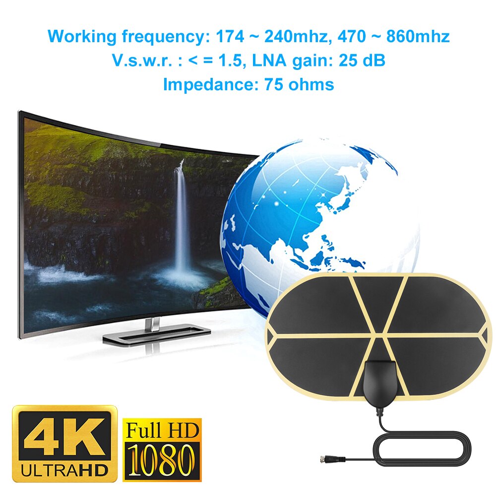 Inomhus 980 miles räckvidd antennförstärkare signalförstärkare digital antenn tv antenn hdtv antenn 4k lokal kanal sändning