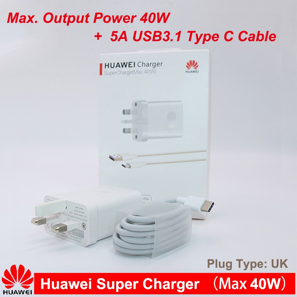 HUAWEI Super Charge 40W Quick Charger 10V/4A 5A Type-C Cable for huawei nova 5 4 p40 p30 p20 pro mate xs 30 20 10 X pro