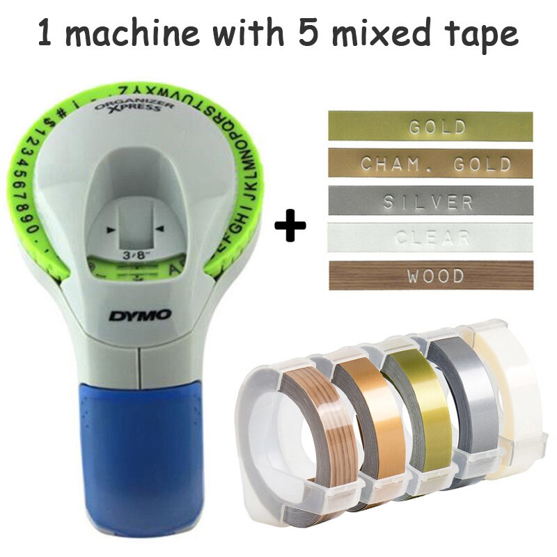 Combination of Machine and Ribbon Dymo 12965 Manual Label Maker Diy Embossing Label Printers for 9mm 3D Embossing Label Tapes: 12965-9mmD