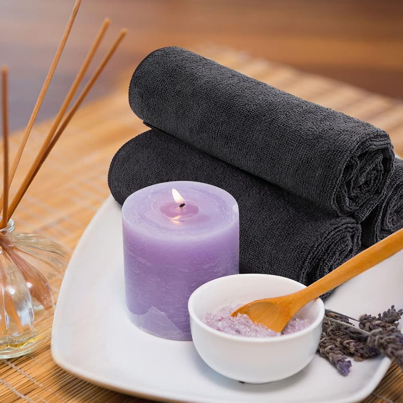5Stck Schwarz Mikrofaser bleichen nachweisen Handtuch Schönheit Friseur Salon Haar Trocknen Handtuch einstellen Für Heimat Hotel Erholungsort Spa