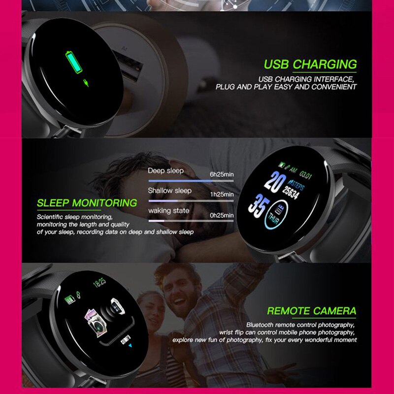 Herenhorloges sportklok dames smartwatch bloeddruk hartslagmeter waterdicht smartwatch horloge voor android ios