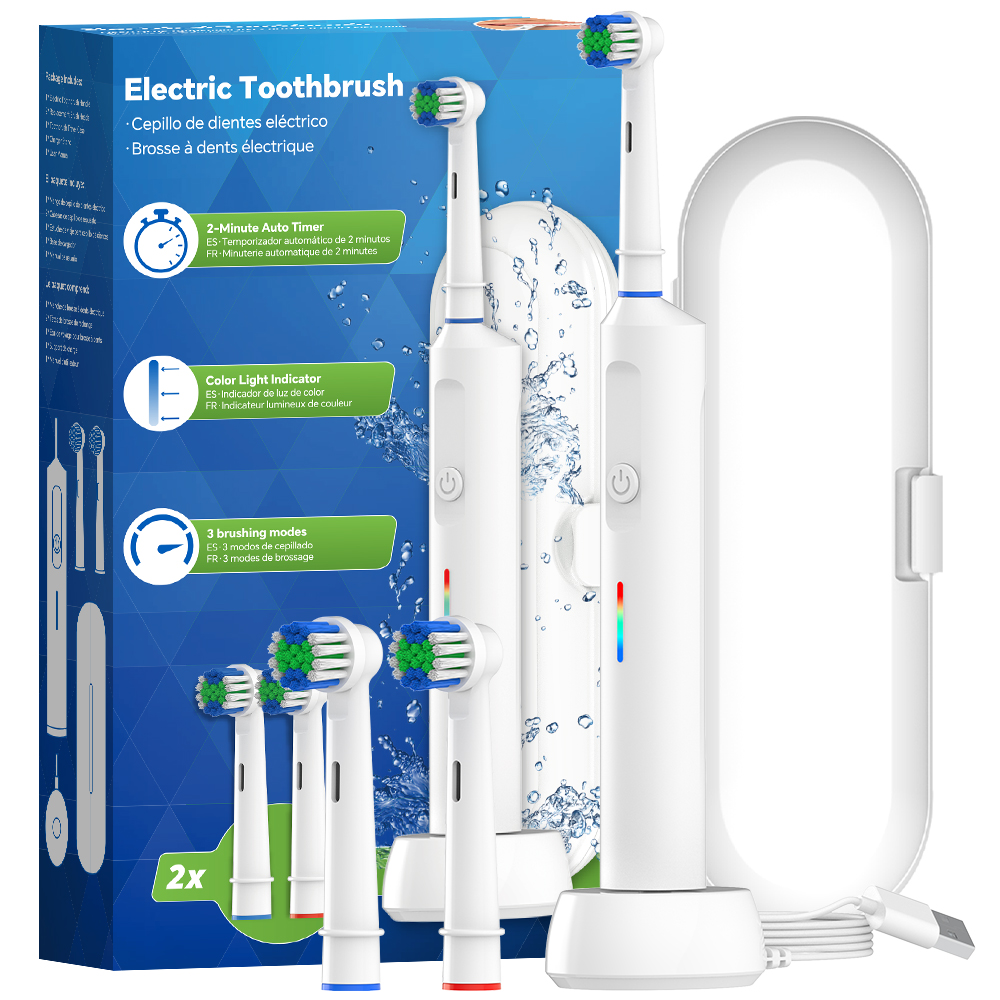 Intelligente, kabellose, rotierende elektrische Zahnbürste, wiederaufladbare 3-Modi-Rotationszahnbürste, kompatibel mit Oral B Bürstenkopf: WHITE