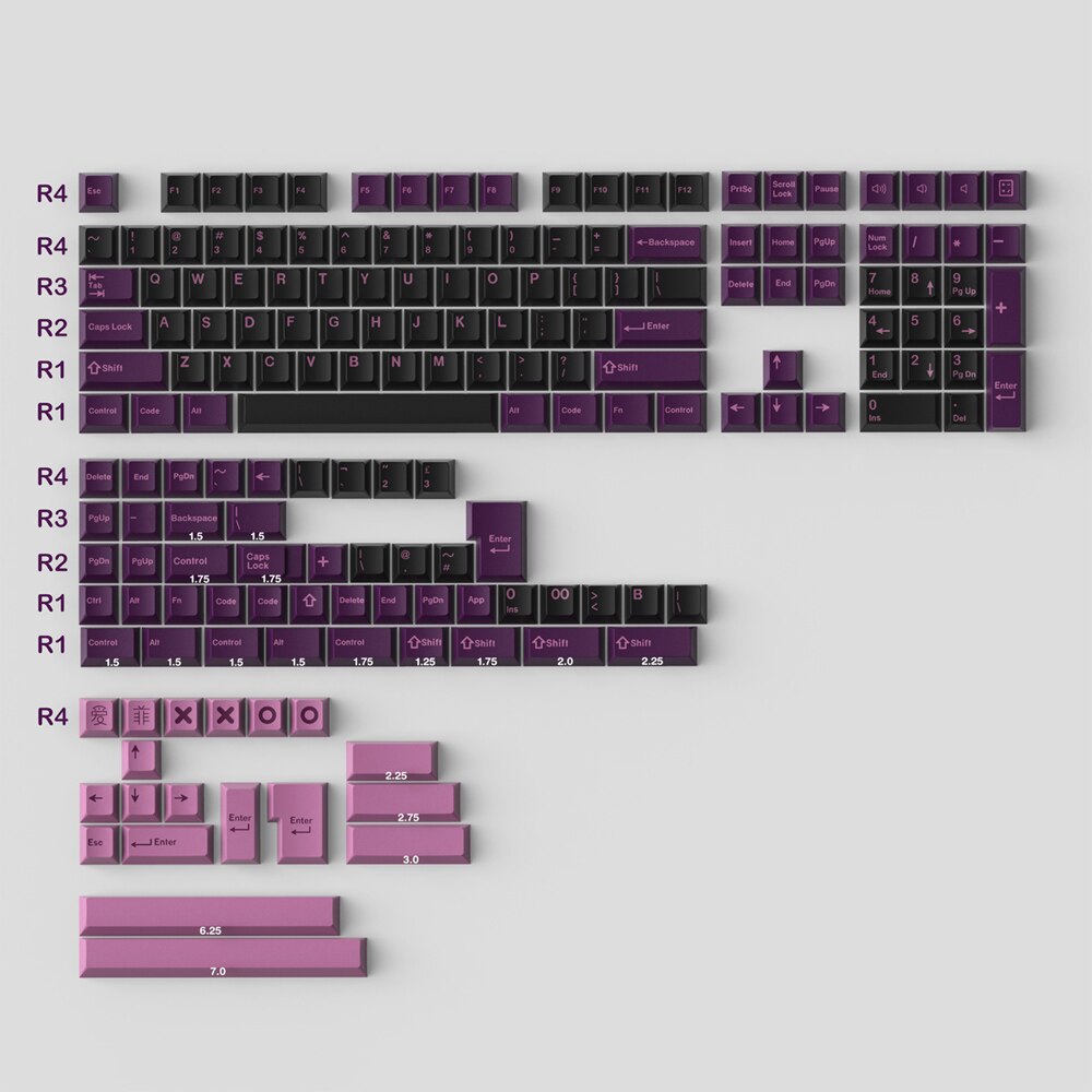 GMK Black Lotus Clone 173 Keys Double Shot Keycaps For ANSI ISO Layout Cherry Profile Keycap For Game Mechanical Keyboard