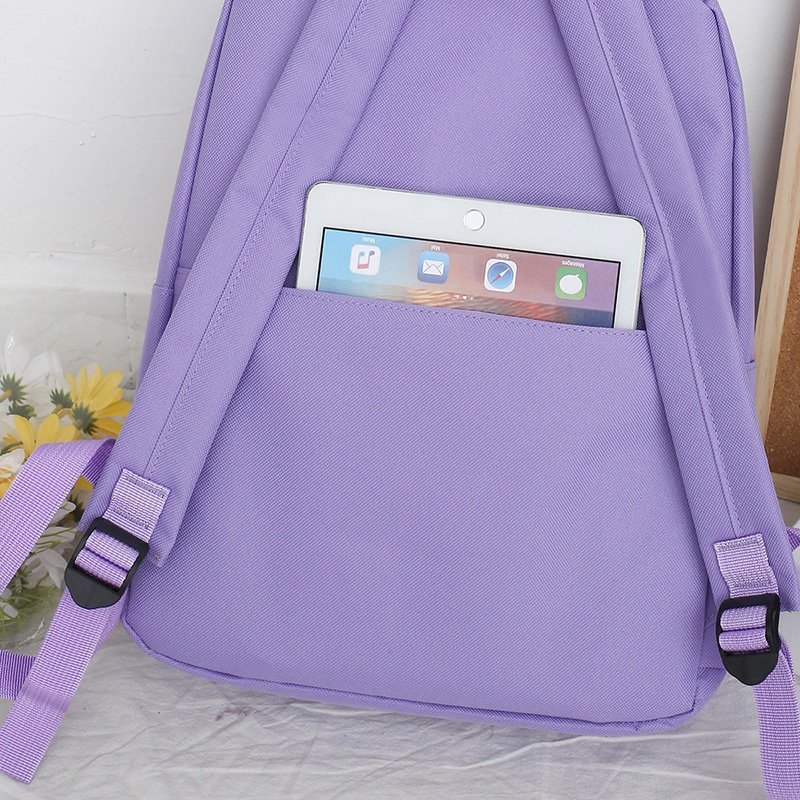 Roxo adolescentes estudante mochila bolsas de ombro-sacos de lona moda feminina traval voltar packs meninas sólida bookbag 4 peças conjunto 2020