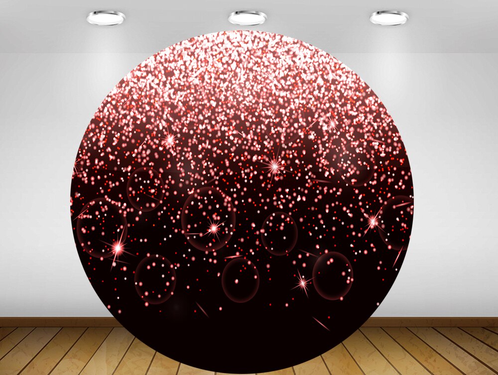 Cirkel Fotografie Achtergrond Gold Glitter Flash Verjaardagsfeestje Banner Ronde Photo Booth Achtergrond Dessert Taart Tafel Vinyl
