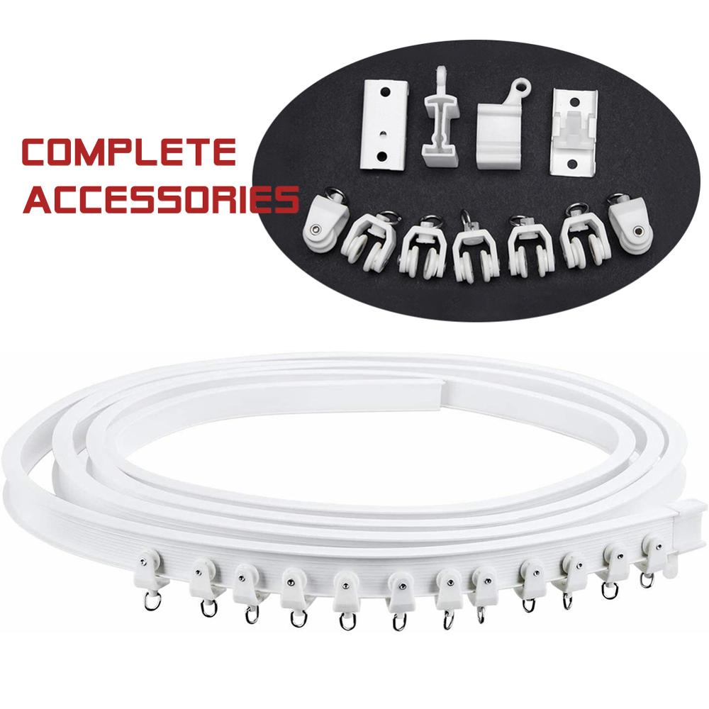 Curved/Straight Track Curtain Rail Plastic Cuttable Bendable Flat Curved Track Curtain Hook Window Single Track Pole Accessory