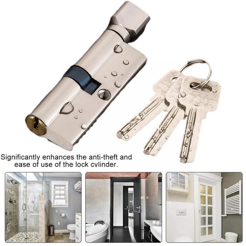 70mm Door Lock Core Door Cylinder Lock Biased Anti-theft 3 Security Pcs Home Interior Key Entrance Bedroom Brass Lock Lock K7Z7