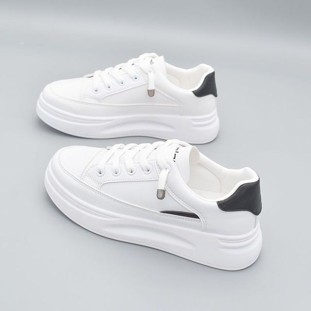 Tenis feminino höstsneakers dam lätta tennisskor damträningsskor mjuk botten gym höjdökande plattform: Vit 3 / 6