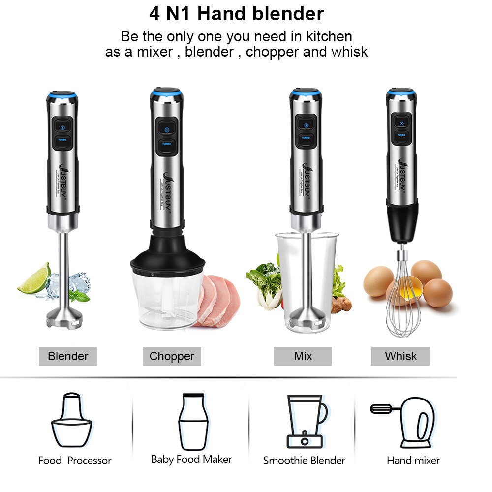 4 in 1 1200W Electric Stick hand Blender mixer Hand Immersion Egg Whisk Mixer Juicer Meat Grinder Food Processor