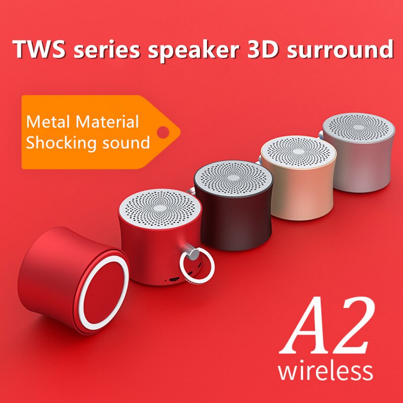 A2 Outdoor Draadloze Mini Bluetooth Luidspreker Subwoofer Mini Draagbare Draadloze TWS Interconnect Bluetooth Speaker
