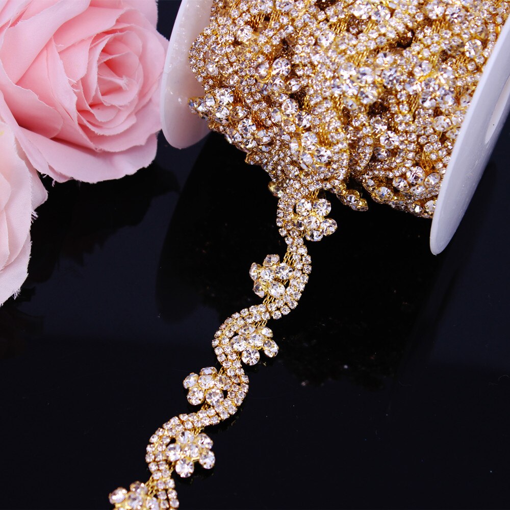 Ceinture de robe de mariée en cristal argenté de , garniture de chaîne de tasse de mariée, garniture en strass en forme de fleur, couture sur vêtements, artisanat de bricolage