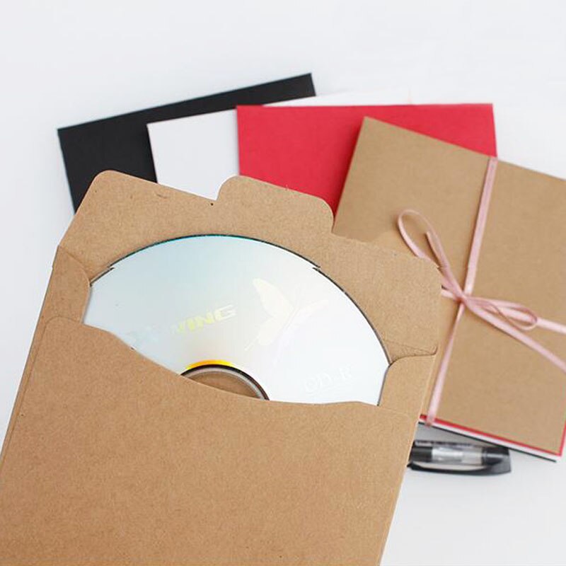 5 uds. CD de sobres de Kraft, caja cuadrada de CD para almacenamiento de fotos en DVD, rojo, negro y blanco, sobres de tarjetas de de papelería, suministros para oficina y escuela