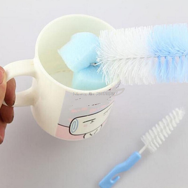 Set de 2 unids/set de cepillo de alimentación de bebé cepillo de limpieza de botellas taza pezón cepillo de botella de bebé cepillos cepillo de boquilla tubo tetina esponja