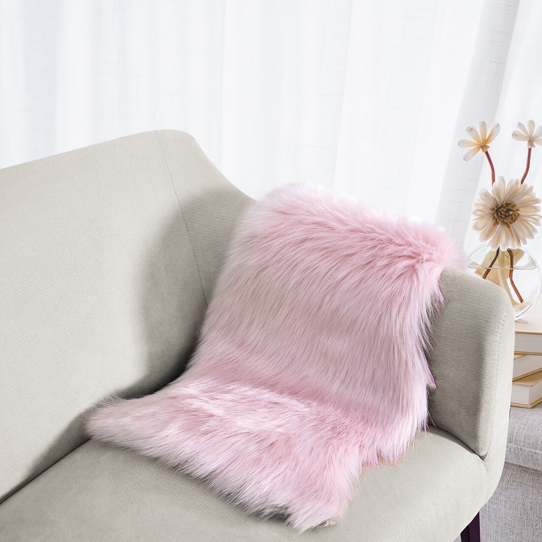 Luxe Rectangle doux en peau de mouton moelleux zone tapis Faux blanc fourrure tapis Shaggy cheveux longs solide tapis salon coussin de siège décor à la maison