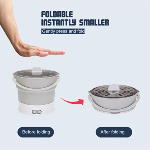 Plegable eléctrico portátil olla cocina vaporizador hervidor hervir doble voltaje para la cocina HFing