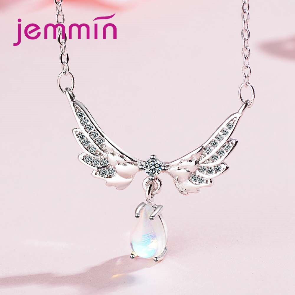 100% Echt 925 Sterling Zilveren Wing & Shape Hanger Ketting Engagement Wedding Band Mode Vrouwelijke Bague