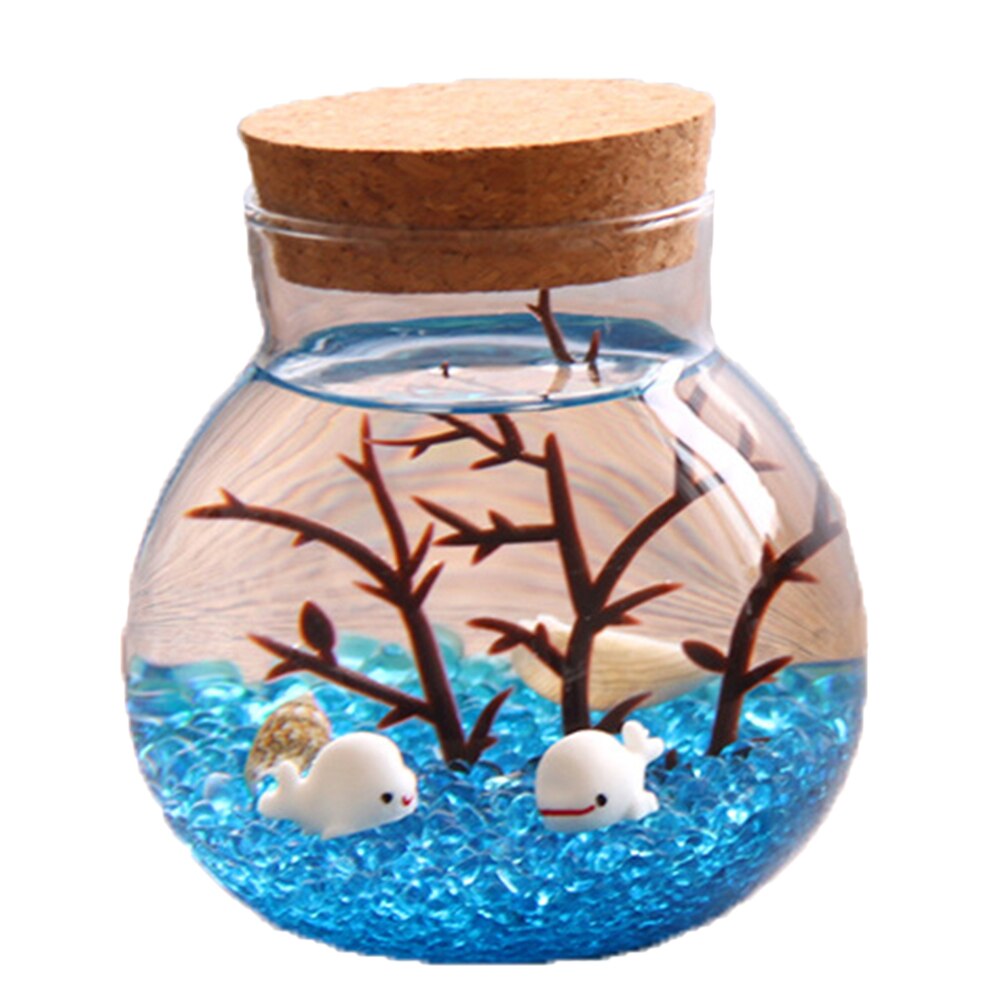 Luxshiny 2pcs 250Ml Glass Terrarium Bottles With Cork Lid, Round Sealed