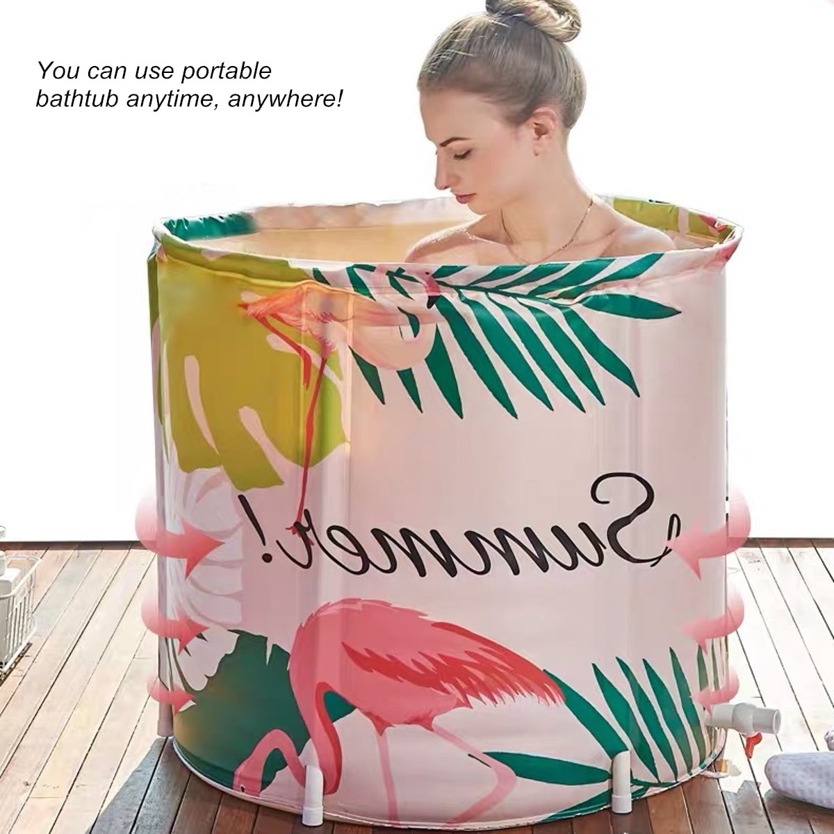 Bath Sauna Portable Bathtub Foldable Free Standing Soaking Bath Tub Easy to Install, Eco-Friendly Bathtub Bathroom Spa Thicken