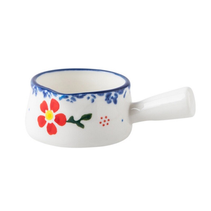 Mini keramisk melkekopp fløtekanne multifunksjonell krydderfat liten keramisk kaffemelkmugge eddik sauskopp med håndtak: D