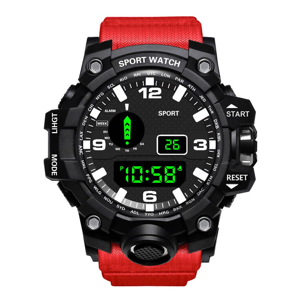 Honhx Luxe Horloge Mannen Reloj Hombre Digitale Led Horloges Datum Sport Mannen Outdoor Montre Elektronische Horloge Relogio Masculino: Rood