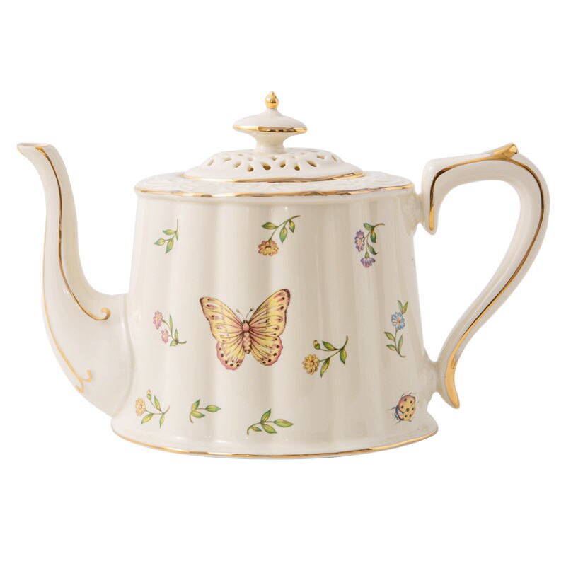 Butterfly Insect Pattern Coffee Set Europe Porcelain Tea Set 800ml Bone China Pot Ceramic Cup and Saucer Retro Luxury: 1 Coffee Pot