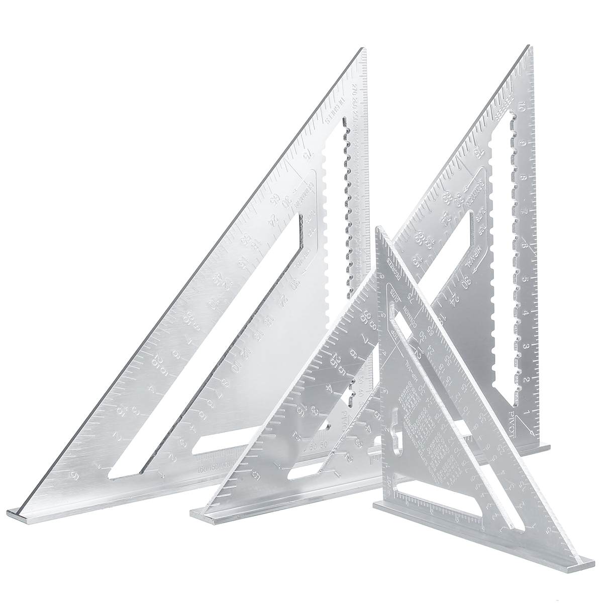 Angle Ruler 7/12 inch Metric Aluminum Alloy Triangular Measuring Ruler Woodwork Speed Square Triangle Angle Protractor