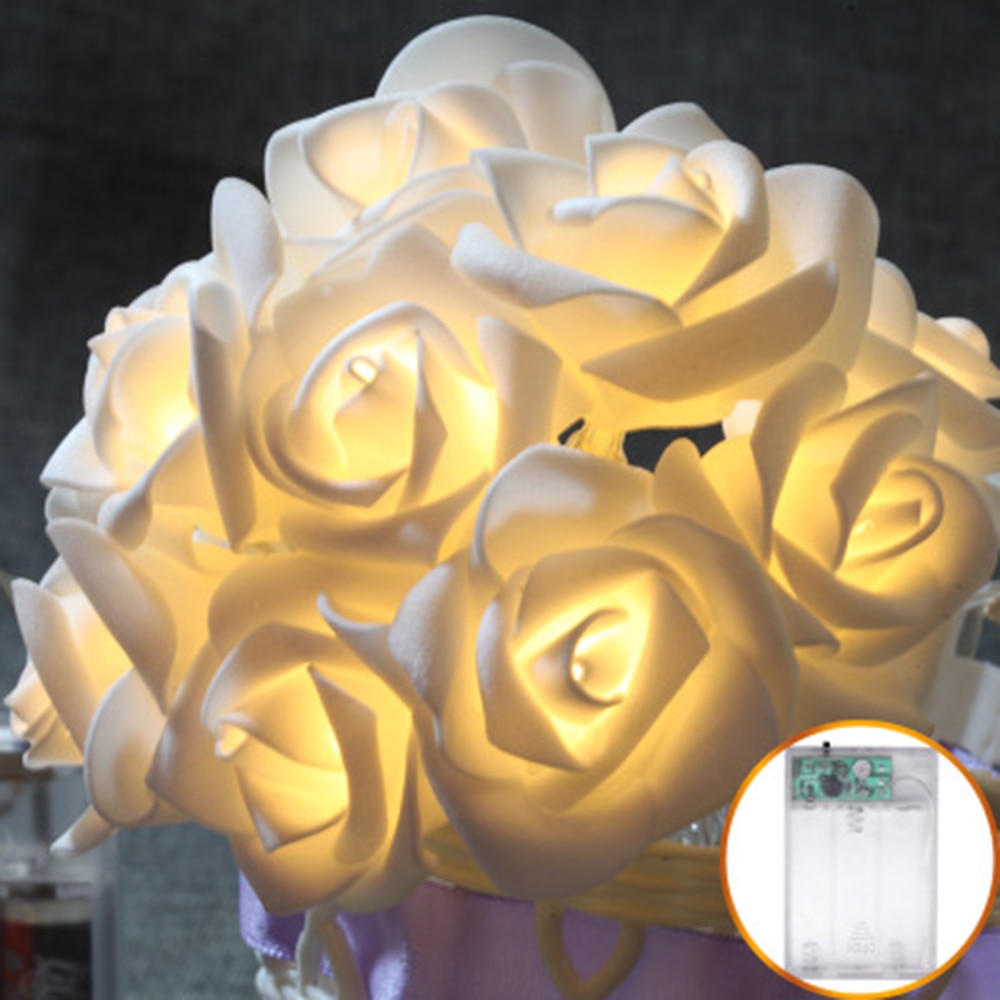 Lysstreng 2m 20 led 65mm store roser blomsterlys flere farger jule valentinsdag bryllup dekorasjon lys