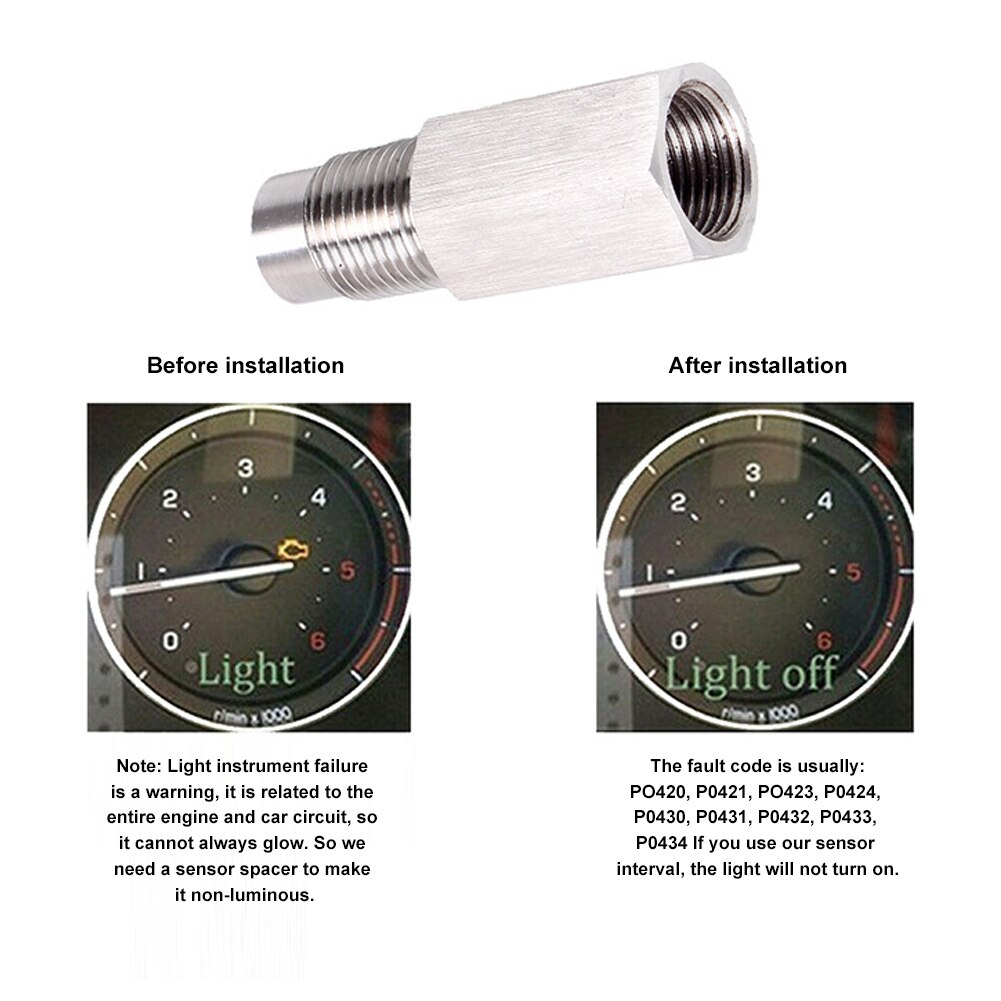 Stainless Steel Oxygen Sensor Fitting Bungs Extension Straight Adapter With Mini Catalystic Converter M18X1.5