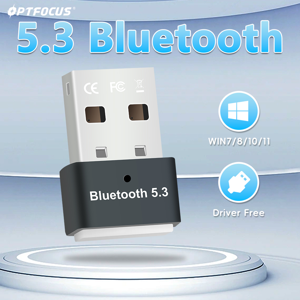 Adaptador sem fio usb bluetooth 5.3, receptor bt, driver gratuito para pc, laptop, 7 dispositivos, conexão de 20 metros de distância, adaptador dongle
