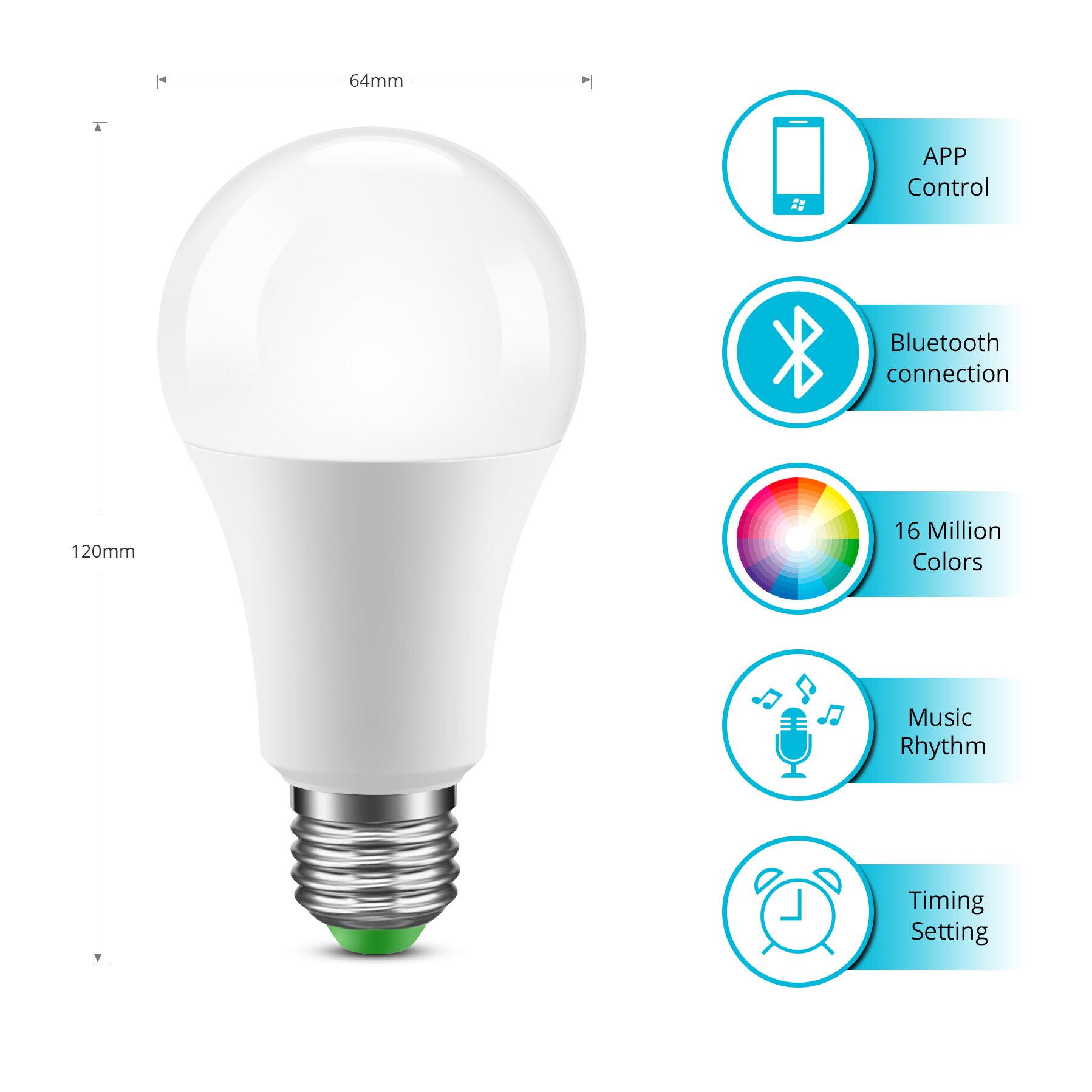 Dimmable Bluetooth 4.0 APP LED Light Neon Dream Color E27 Light Bulb AC85-265V Wireless Magic LED lamp Music Control Smart Light