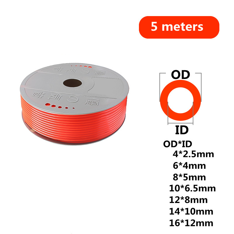 5 meter Pneumatische Buis Luchtslang Component Pneumatische Luchtslang 4mm 6mm 8mm 10mm 12mm PU Pijp Luchtleiding Slang voor Compressor: Rood / 1"