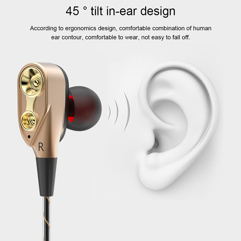 Amorno Double bobine mobile écouteurs intra-auriculaires 3.5mm filaire quatre haut-parleur Double dynamique casque jeu HiFi intégré micro écouteur