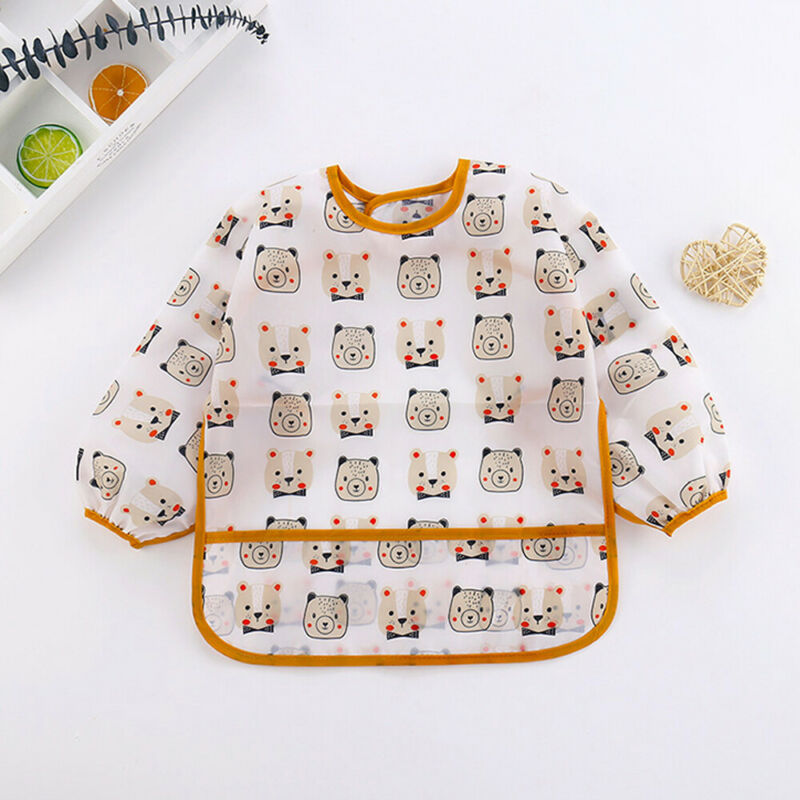 Baby Peuter Lange Mouw Waterdichte Feeding Bib Art Schort