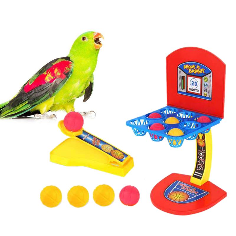 Vogel Intelligentie Mini Basketbal Stand Set Desktop Tafel Papegaai Educatief Speelgoed