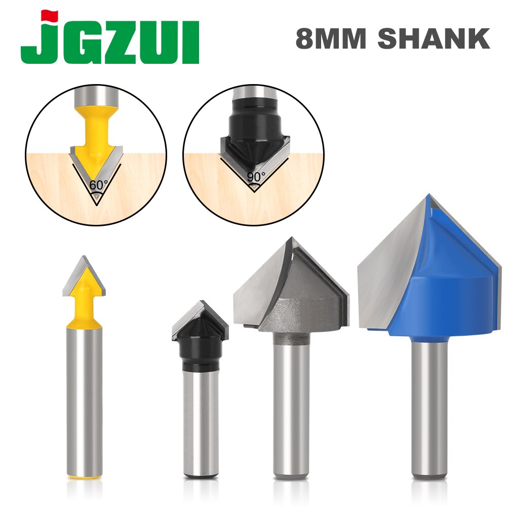 1pc 8mm Shank 90 Degree V Groove Template V-Groove V Grooving Router Bit cleaning flush trim corner round cove box bits tools